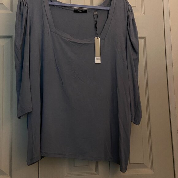 3x, smokey blue top, t-shirt material, NWT - Picture 1 of 3